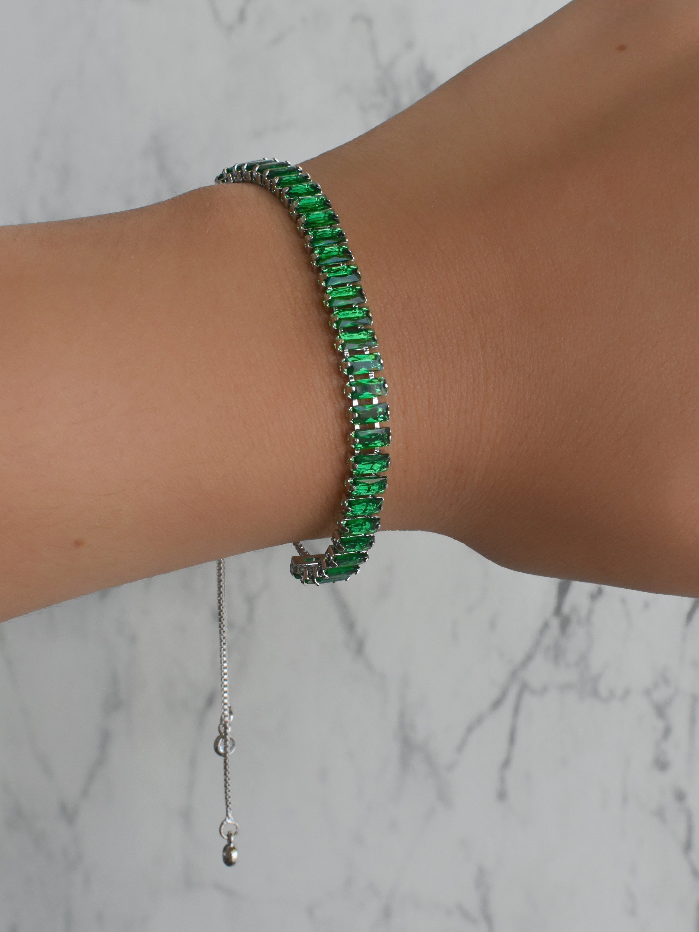 Pulsera tenis verde circonias
