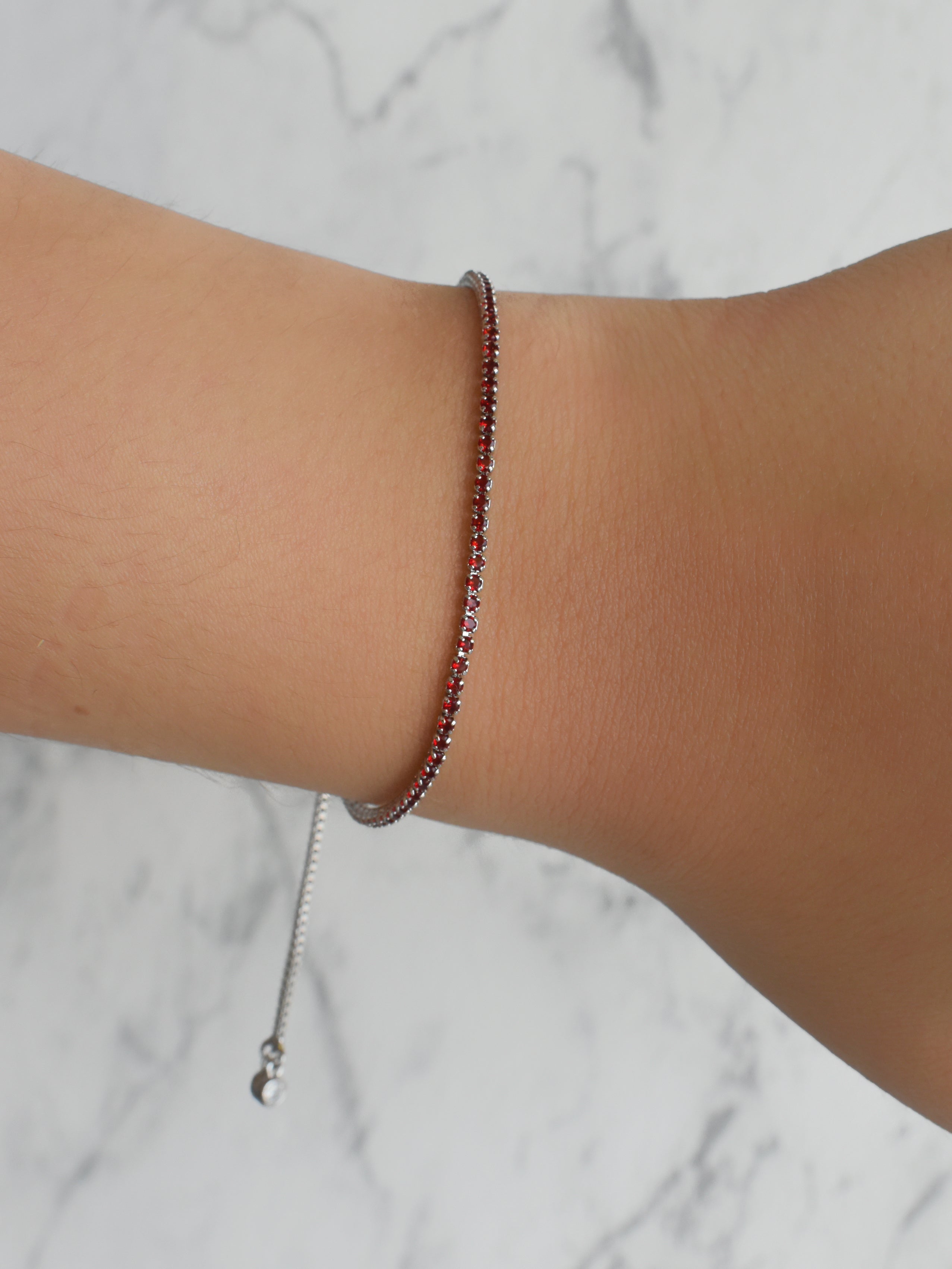 Pulsera tenis circonia roja mini