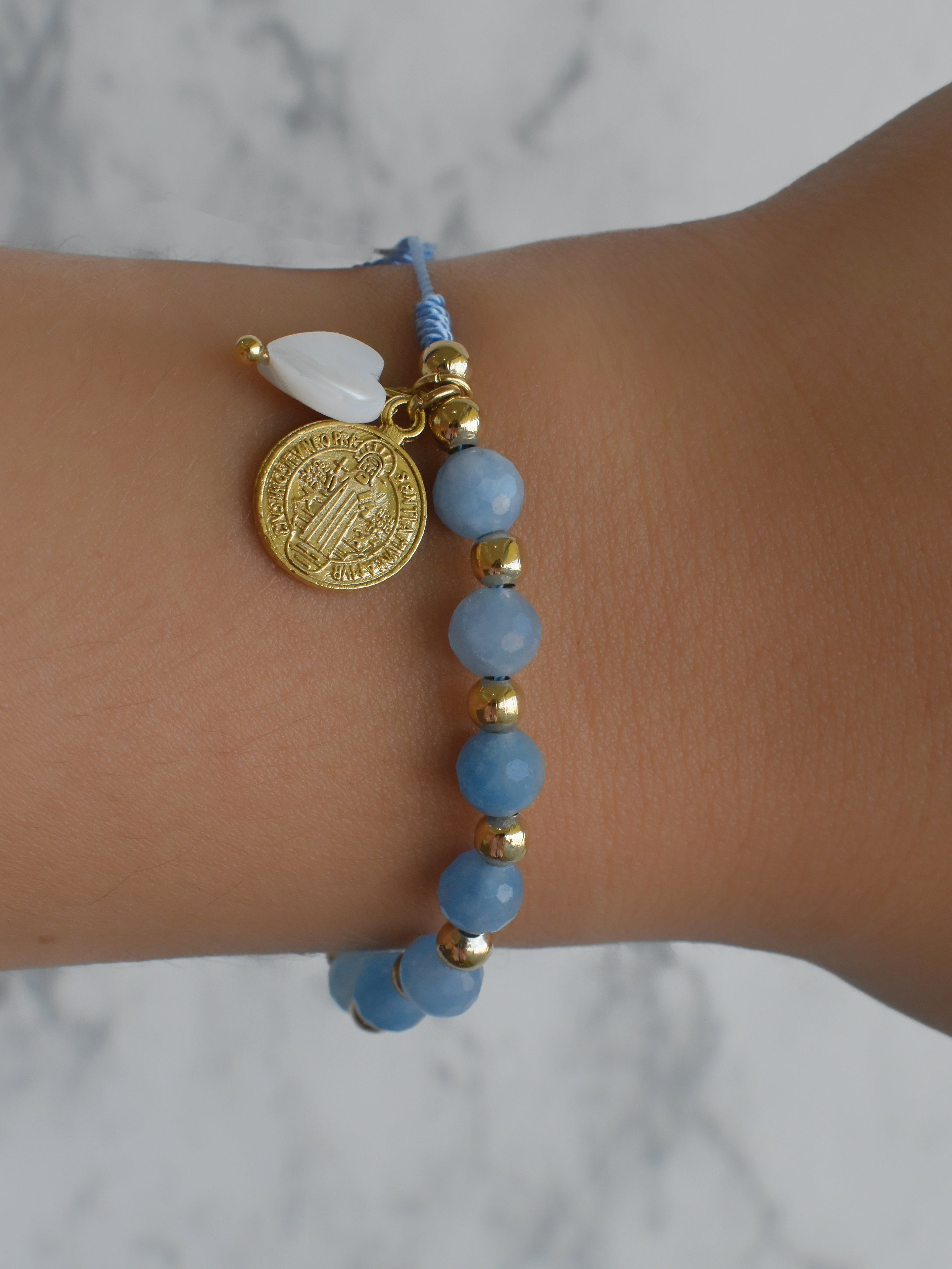 Pulsera piedra celeste San Benito