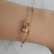 Pulsera doble corazones (dorado o plateado)