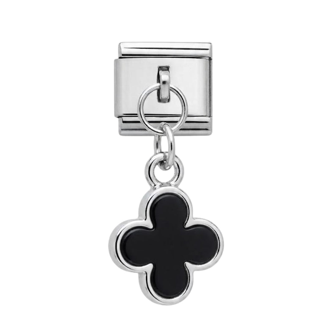 Italian charm colgante trébol (blanco o negro)