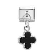 Italian charm colgante trébol (blanco o negro)