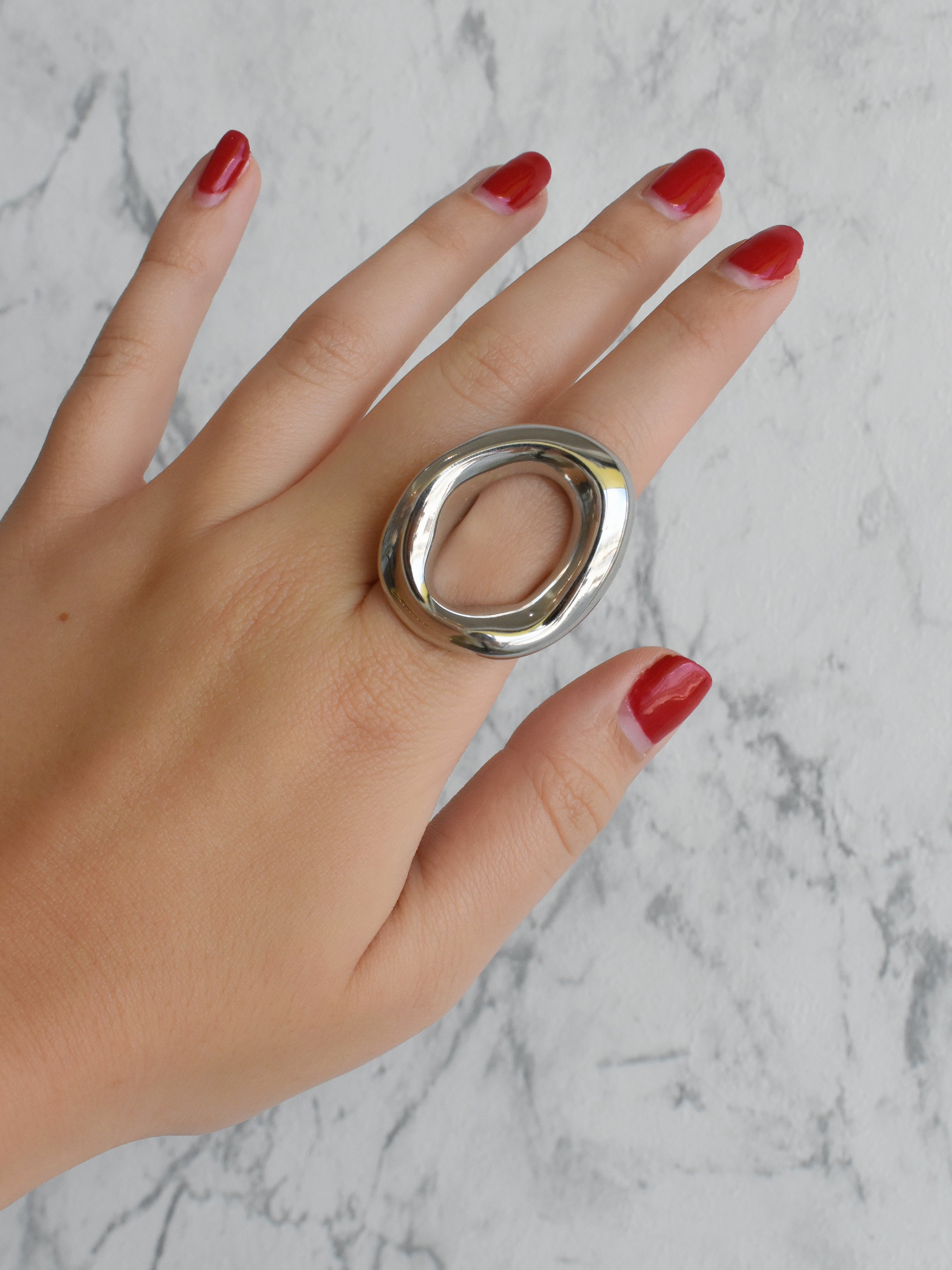 Anillo aro jumbo plateado (tallas)