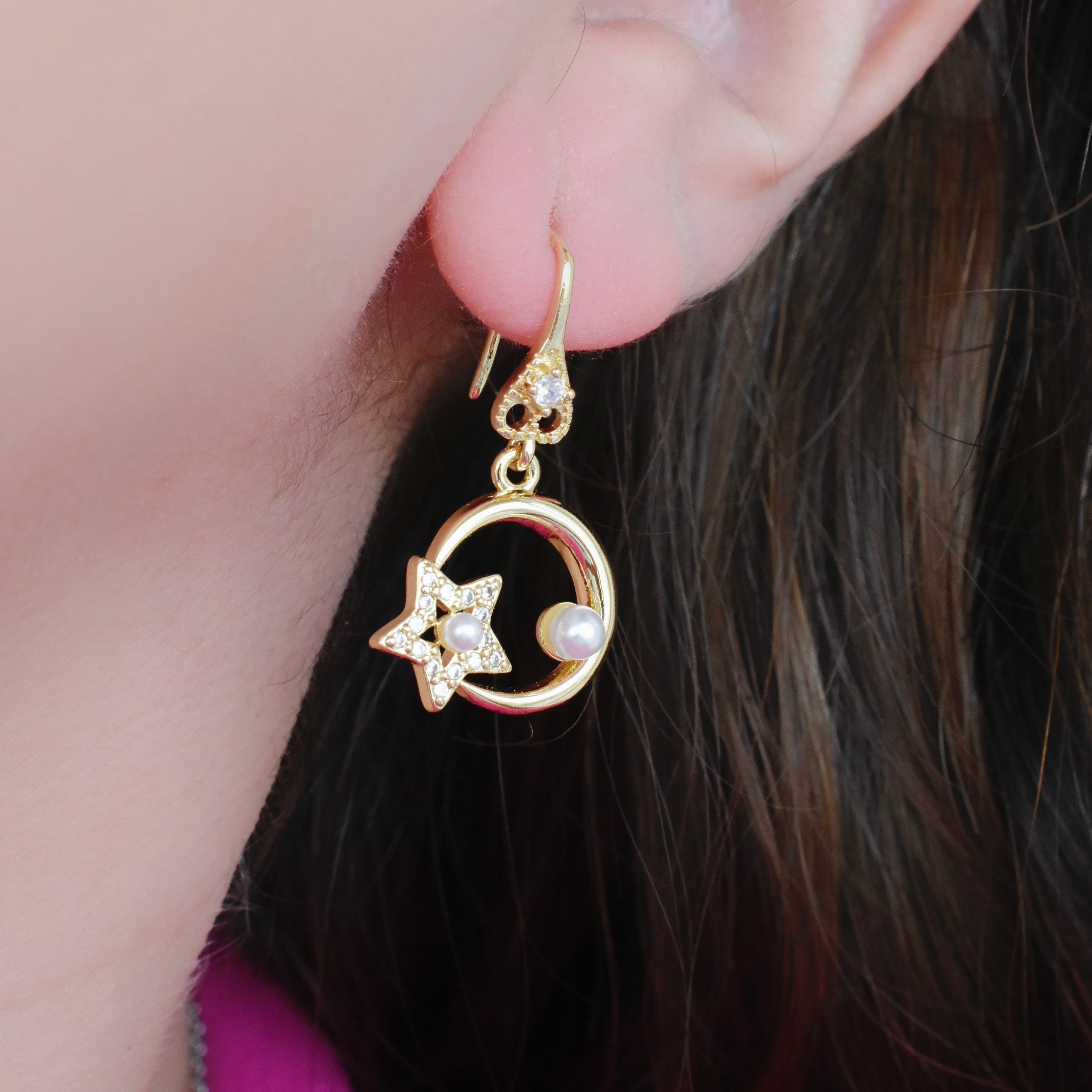 Aretes luna y estrella