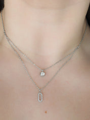 Gargantilla doble con circonia (dorada o plateada)