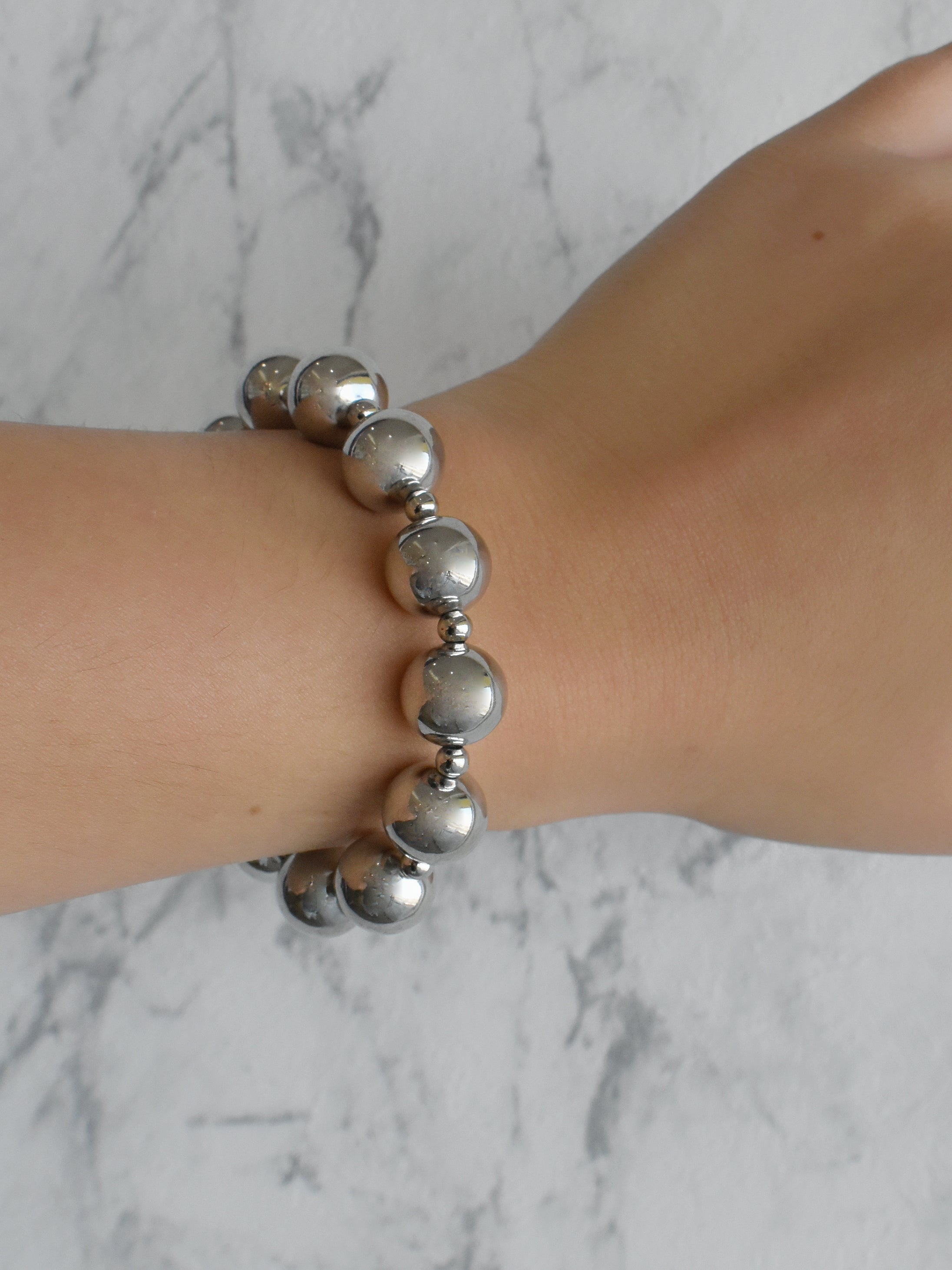 Pulsera bola chunky plateada