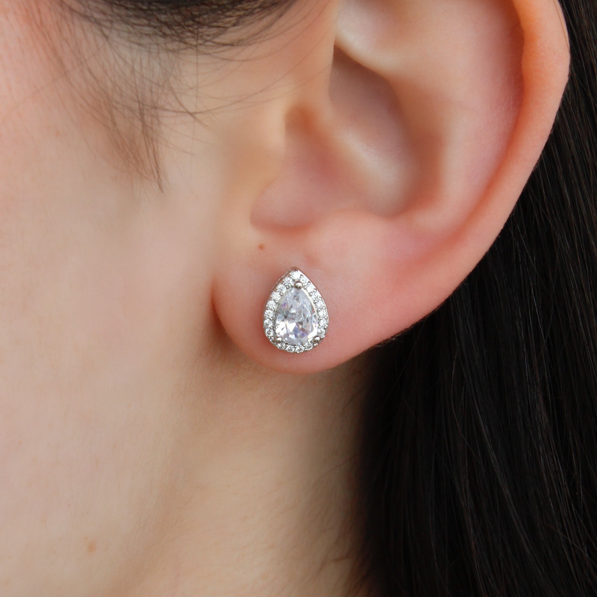 Aretes gota circonia blanca