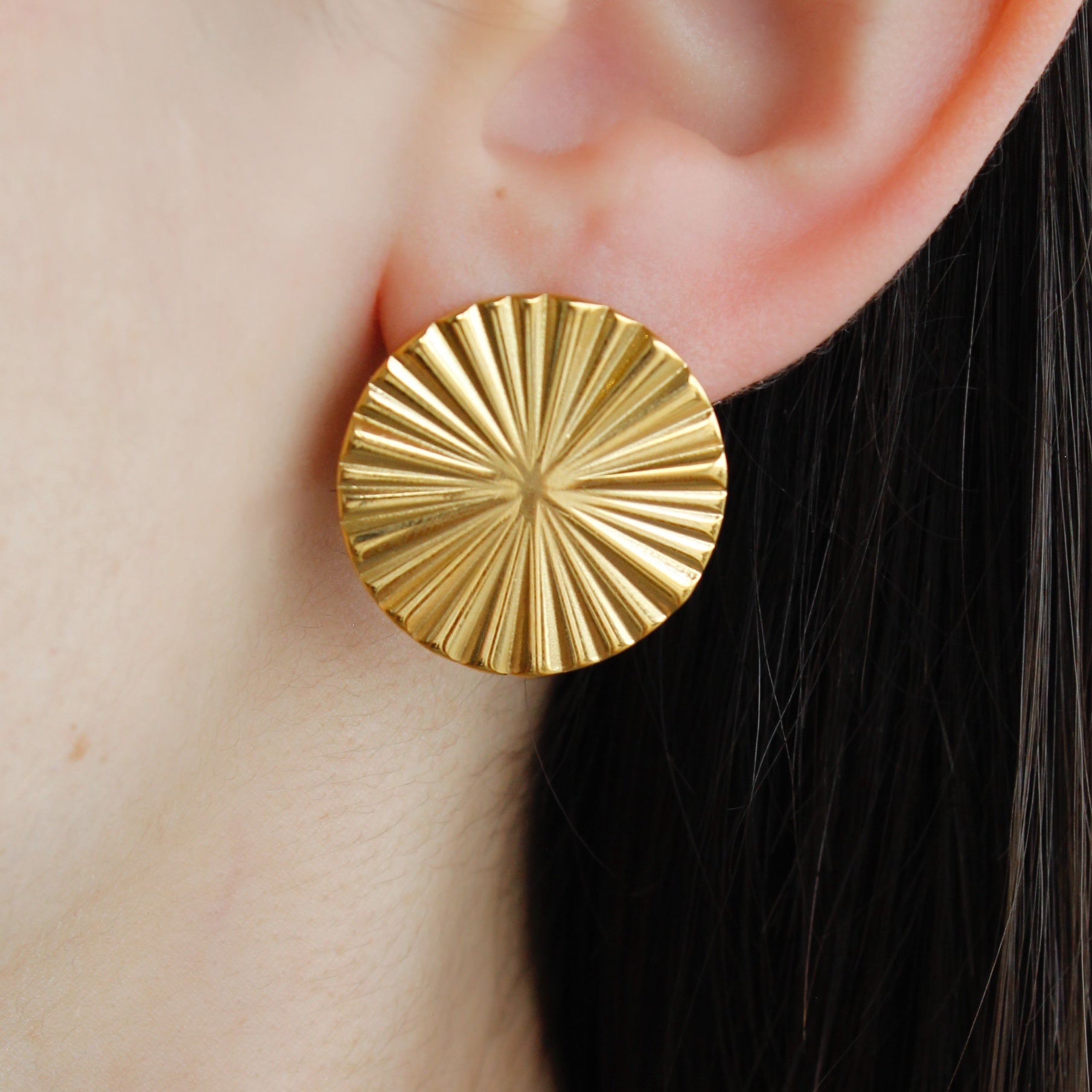 Aretes disco estrellas (dorado o plateado)