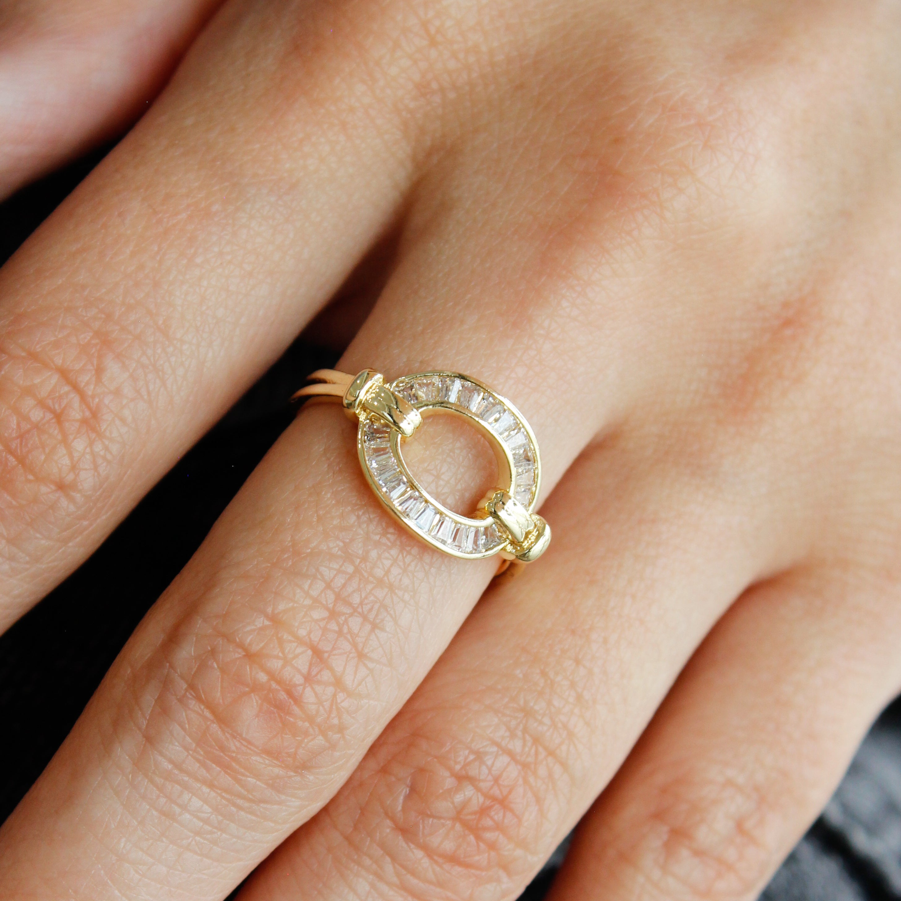 Anillo circonia baguette