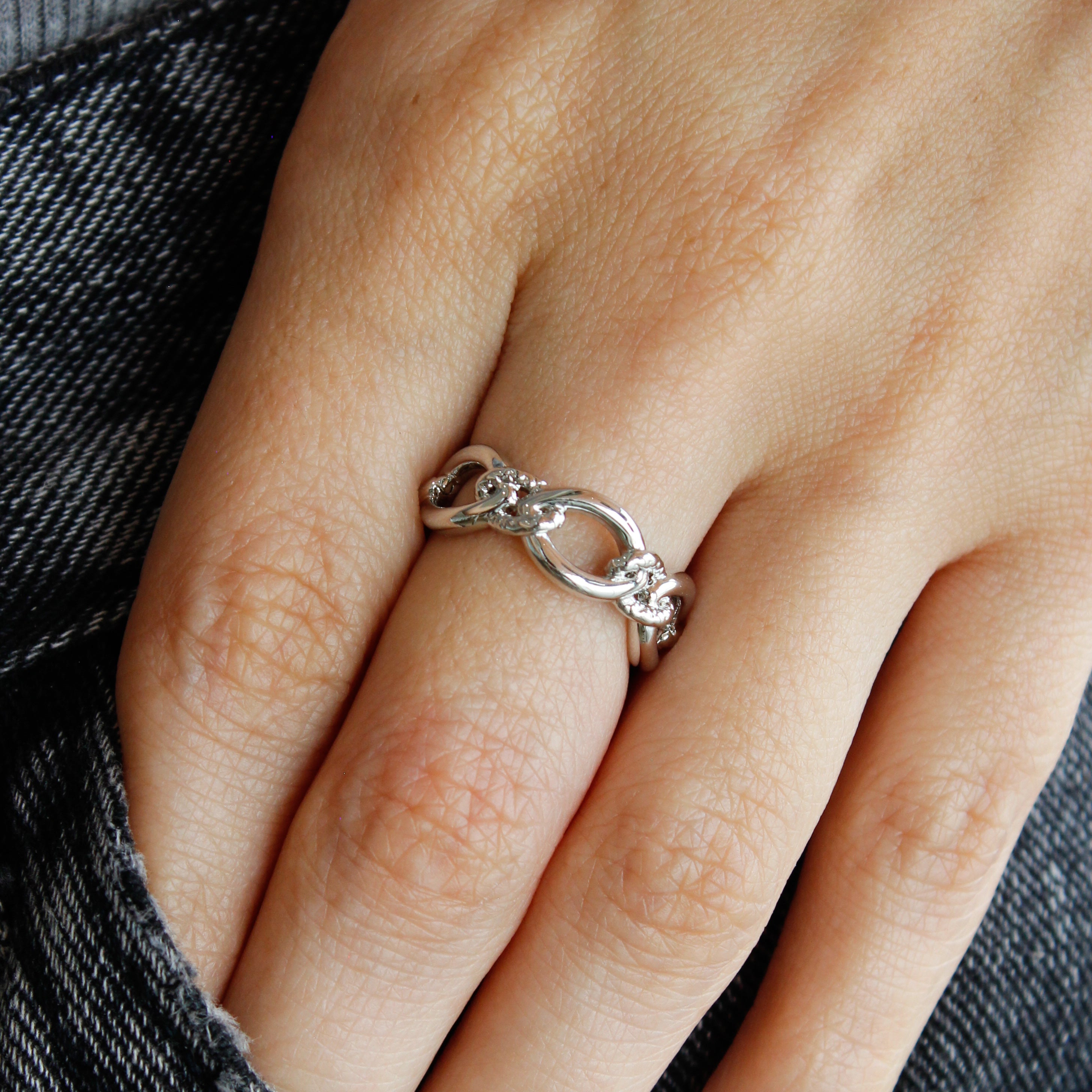 Anillo eslabón grande - chico (dorado o plateado)