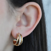 Arete mini arracada triple (dorado y plateado)