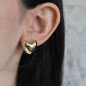 Arete broquel corazón chunky