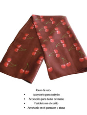 Pañuelo café cerezas rojas