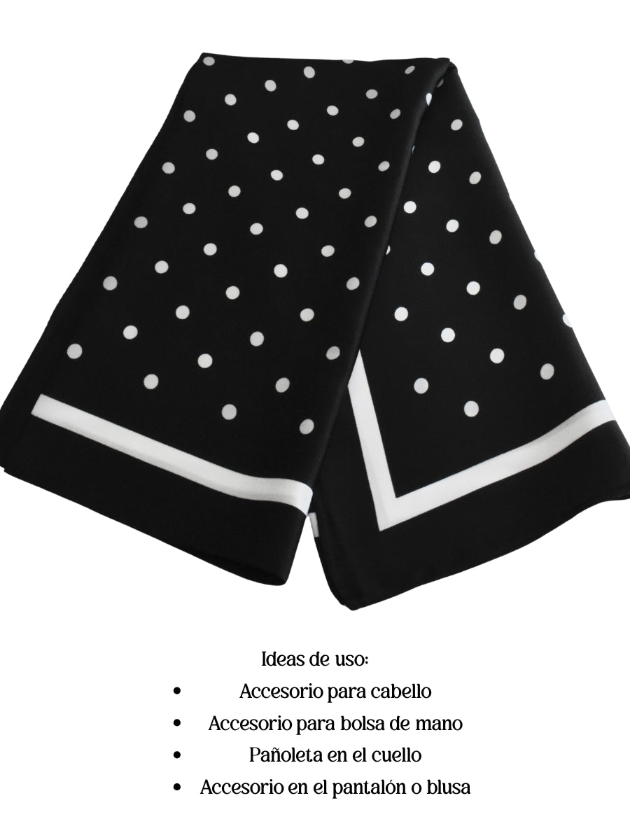 Pañuelo negro polka dots blancos
