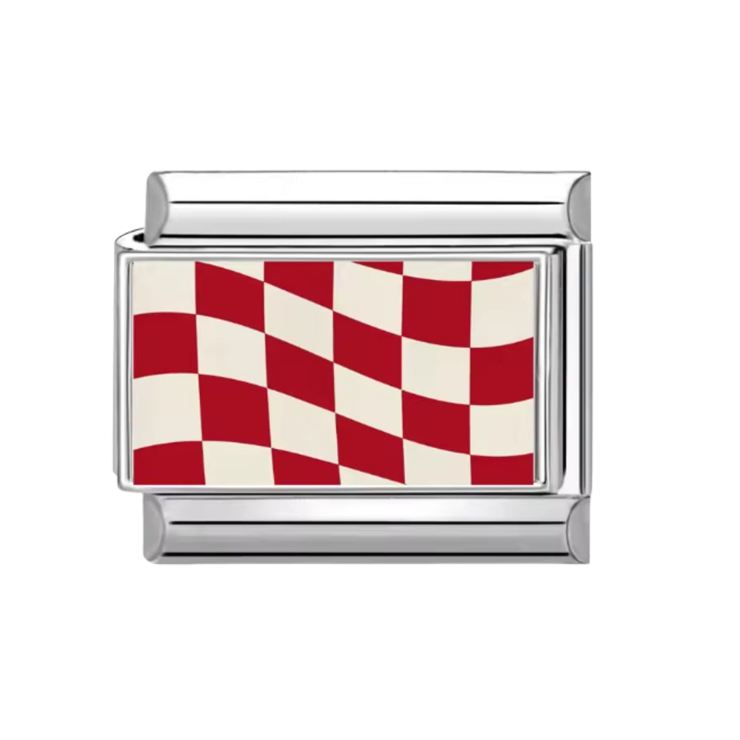 Italian Charm rombos rojos y blancos
