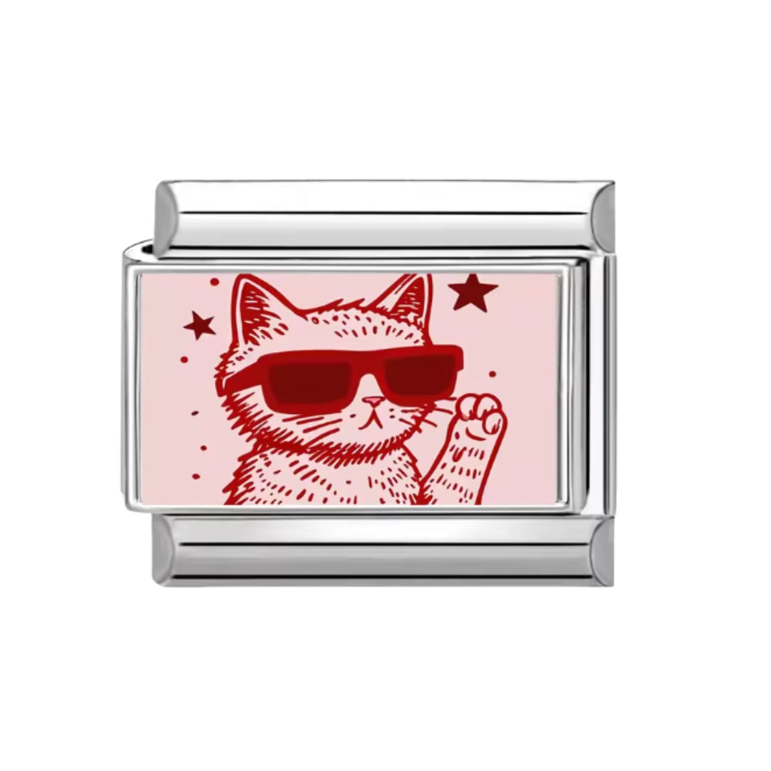 Italian charm gato con lentes