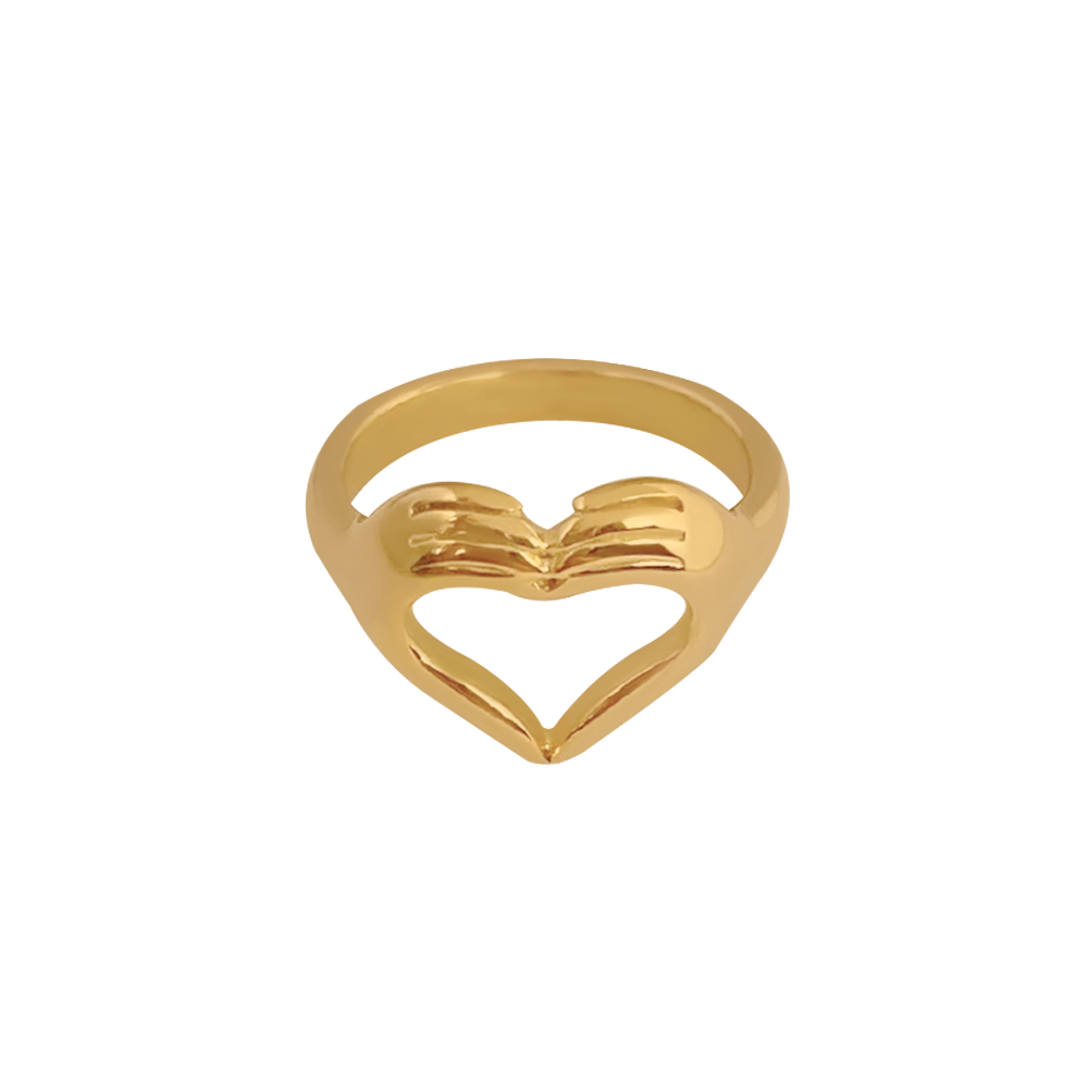 Anillo silueta manos de corazón