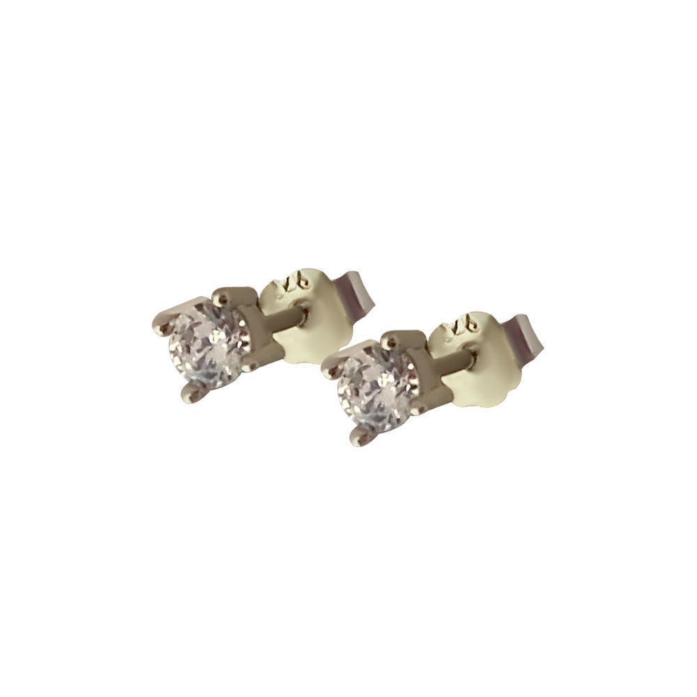 Arete broquel de plata con circonia circular