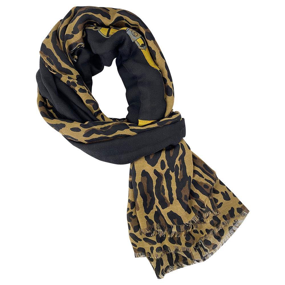 Pashmina negra de algodón Animal Print - BRANCHÉE