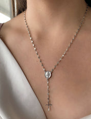 Collar rosario plateado