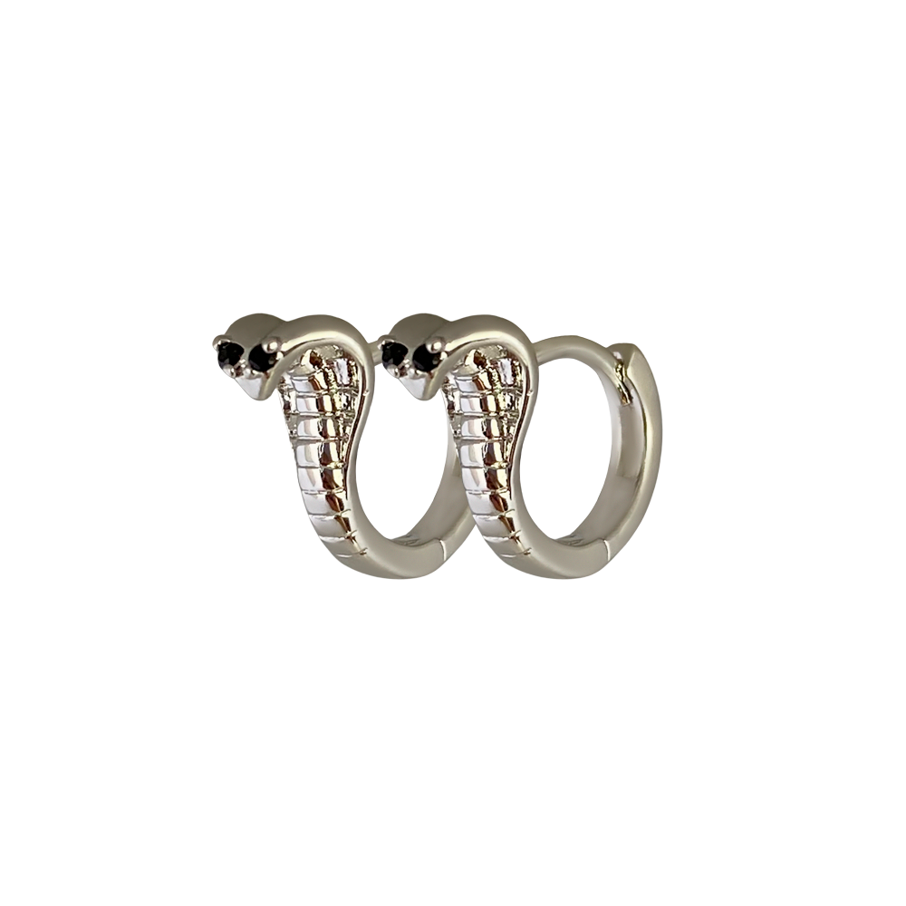 Aretes huggie serpiente ojos de circonia diferentes colores