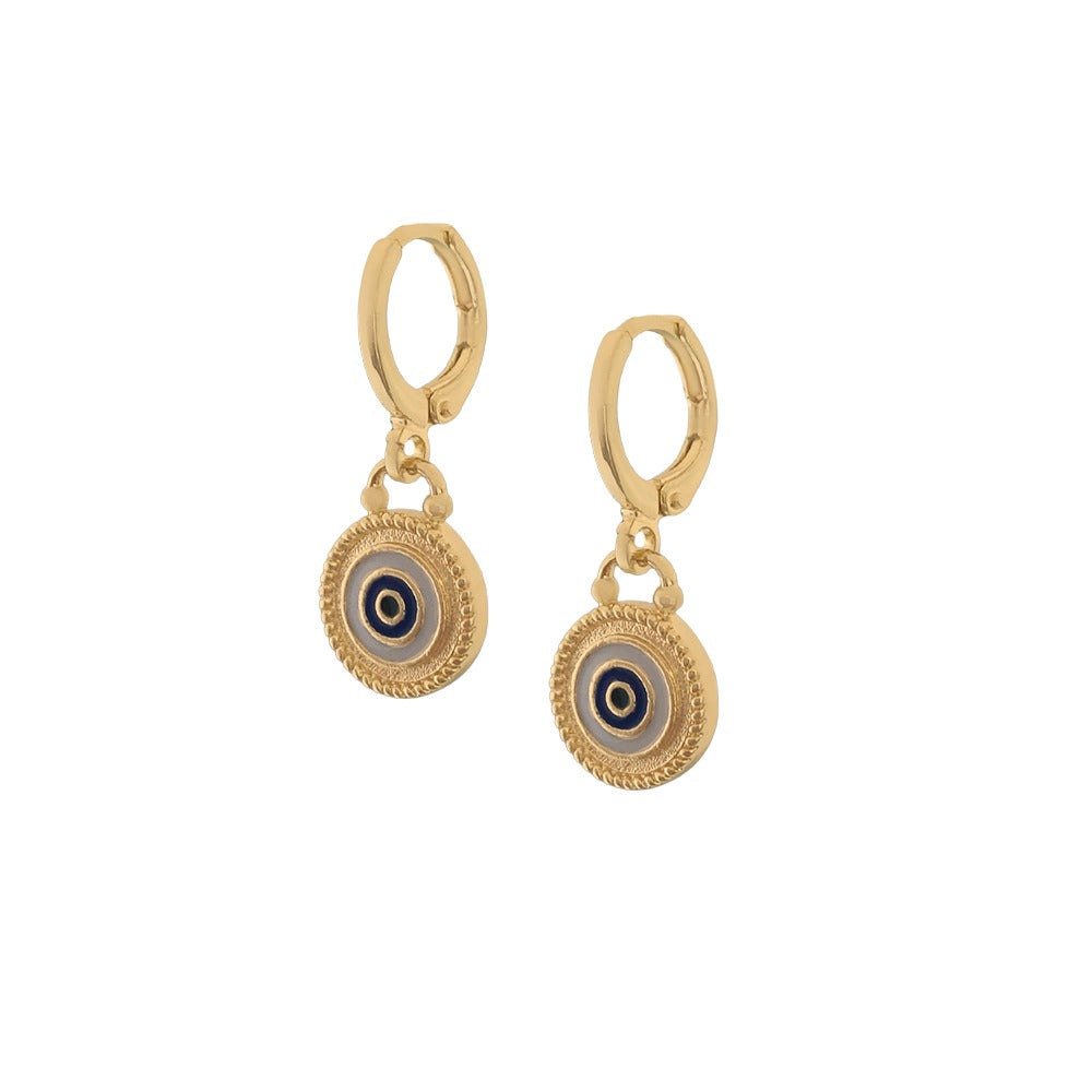 Aretes huggie ojo turco esmaltado diferentes colores