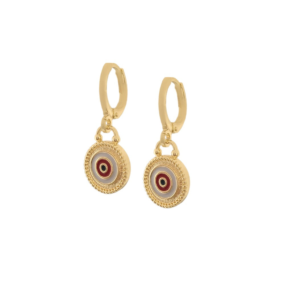 Aretes huggie ojo turco esmaltado diferentes colores