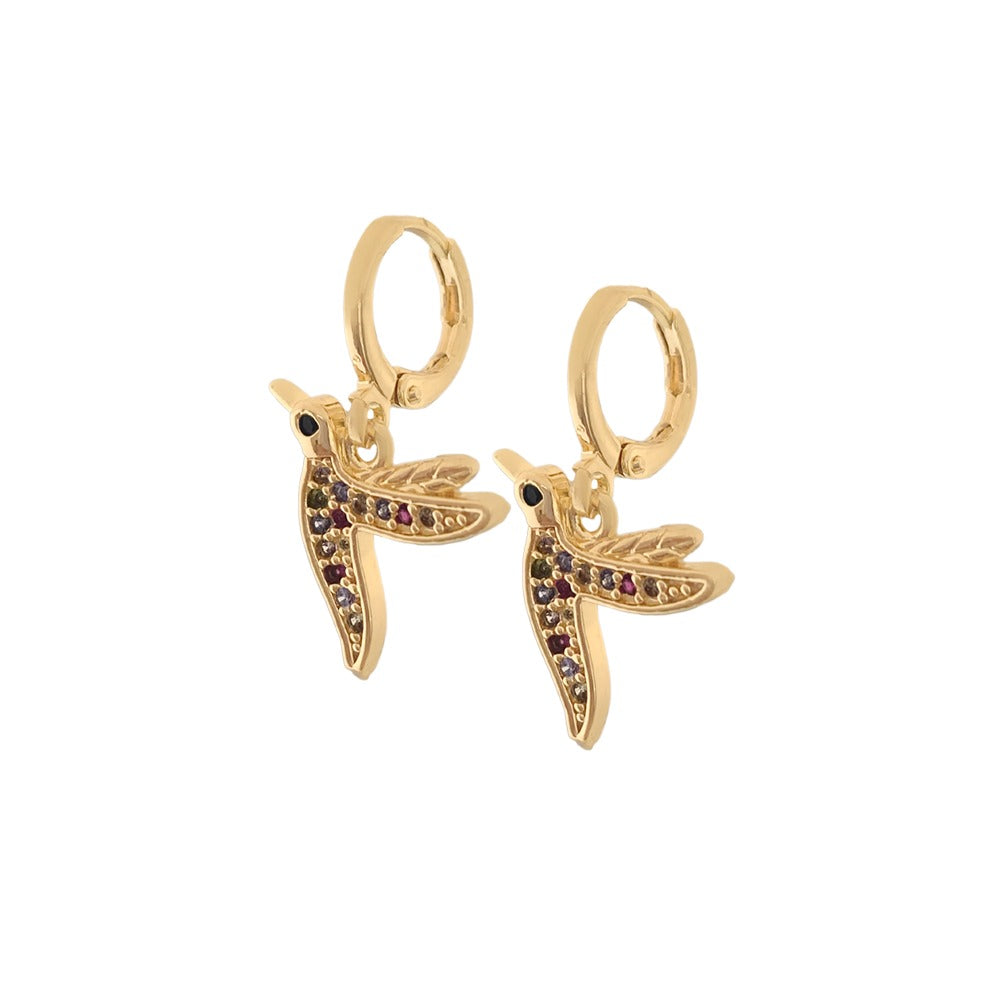 Aretes huggie dije colibrí circonias