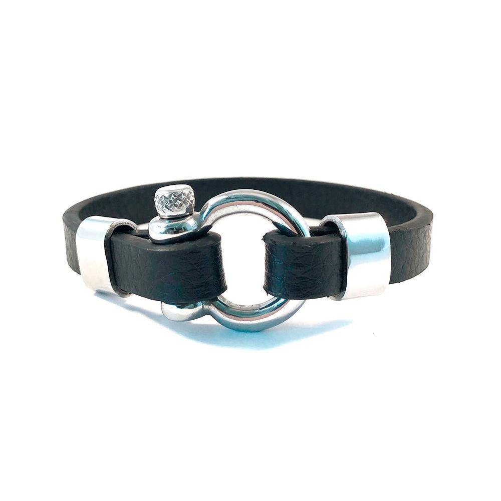 Pulsera de hombre con hebilla y tornillo plateado - BRANCHÉE