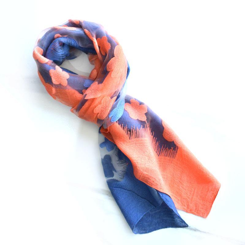 Pashmina de organza naranja con azul - BRANCHÉE