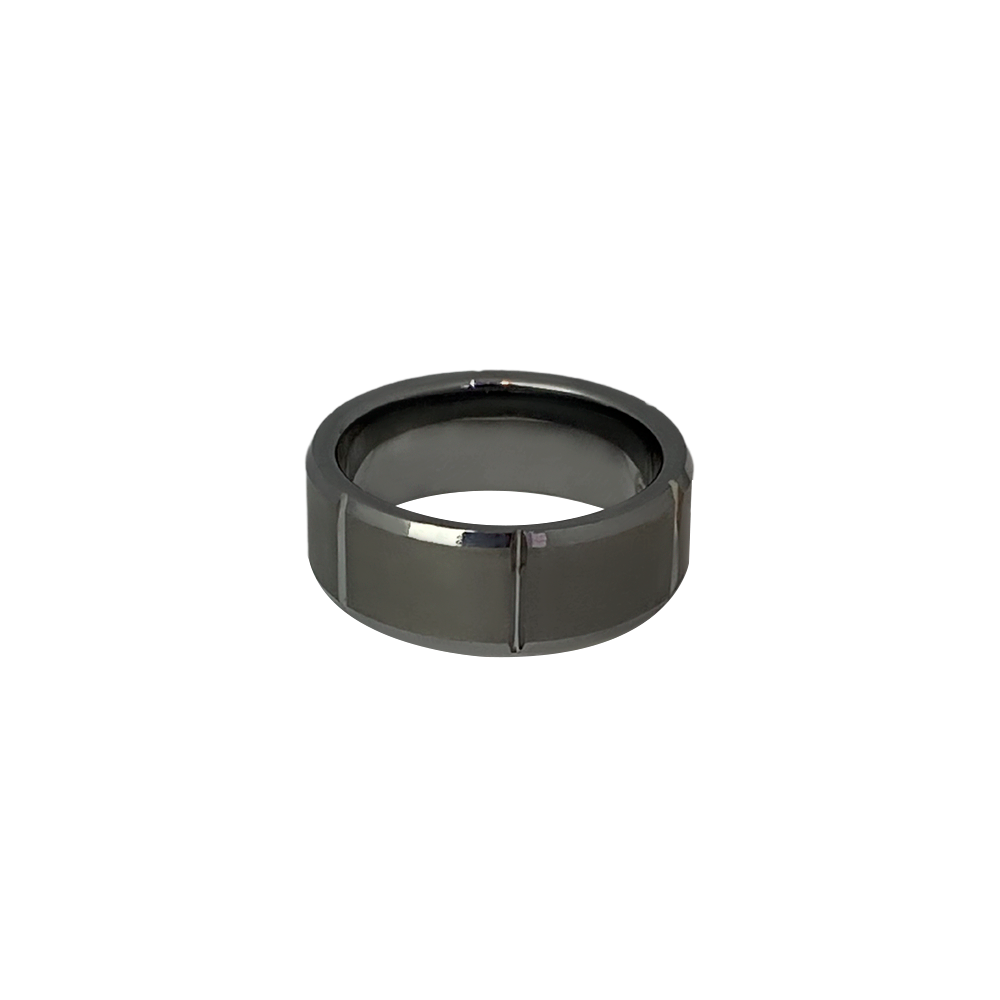 Anillo caballero liso líneas verticales