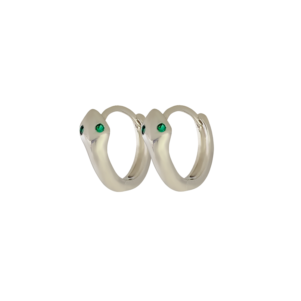 Aretes huggie serpiente ojos de circonia diferentes colores